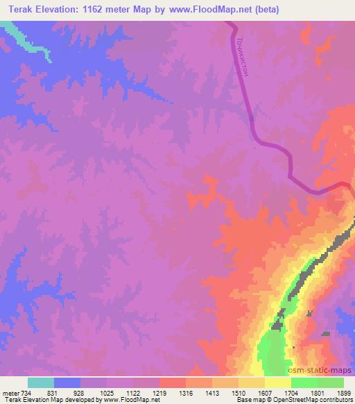 Terak,Uzbekistan Elevation Map