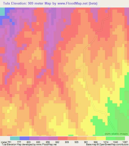 Tula,Uzbekistan Elevation Map