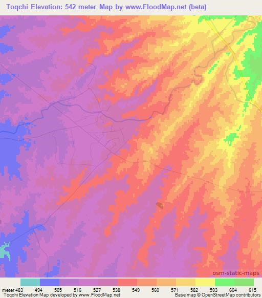 Toqchi,Uzbekistan Elevation Map