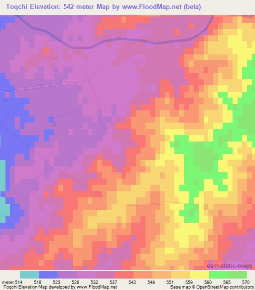 Toqchi,Uzbekistan Elevation Map