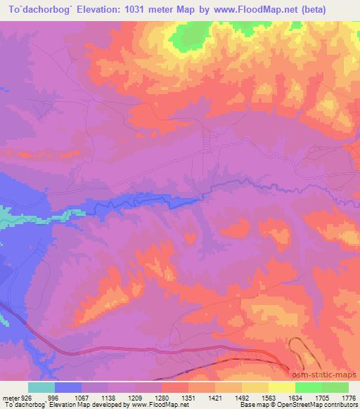 To`dachorbog`,Uzbekistan Elevation Map