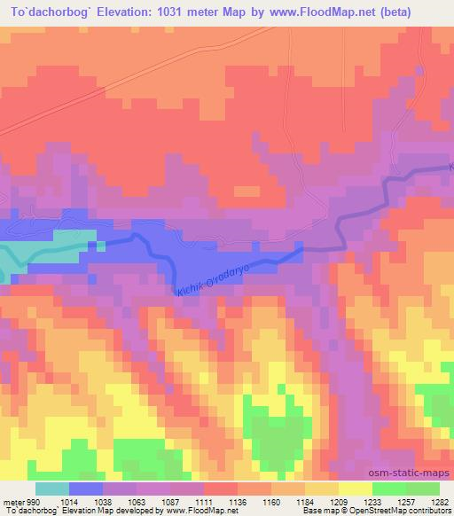 To`dachorbog`,Uzbekistan Elevation Map