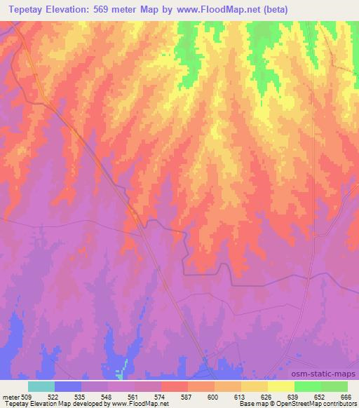 Tepetay,Uzbekistan Elevation Map