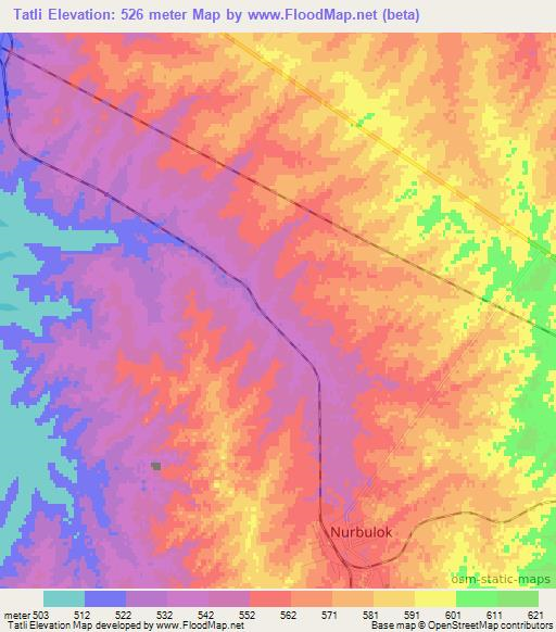 Tatli,Uzbekistan Elevation Map