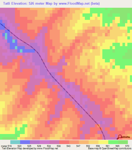 Tatli,Uzbekistan Elevation Map