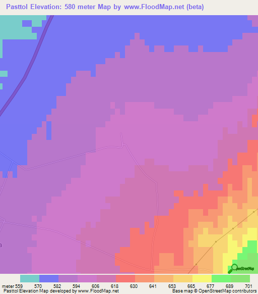 Pasttol,Uzbekistan Elevation Map