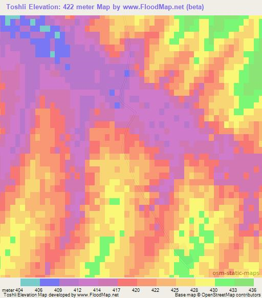 Toshli,Uzbekistan Elevation Map