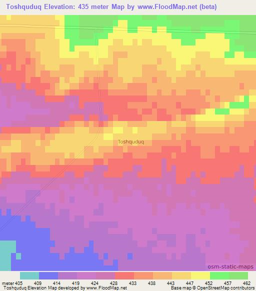 Toshquduq,Uzbekistan Elevation Map