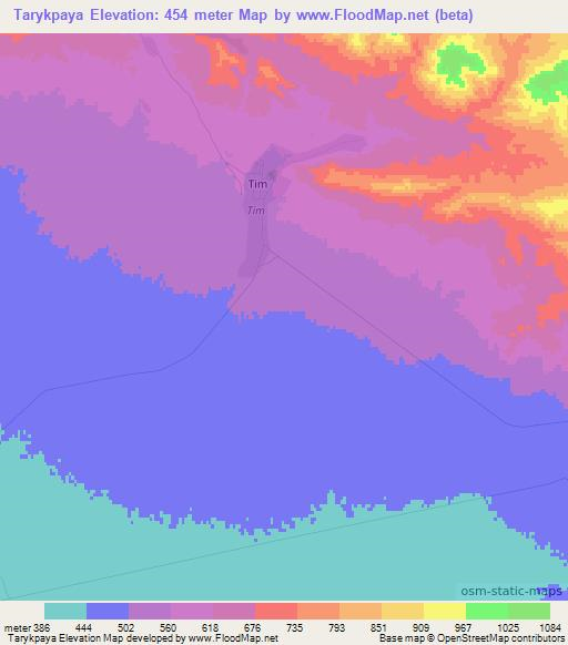 Tarykpaya,Uzbekistan Elevation Map