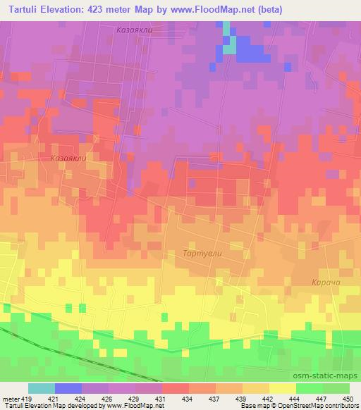 Tartuli,Uzbekistan Elevation Map