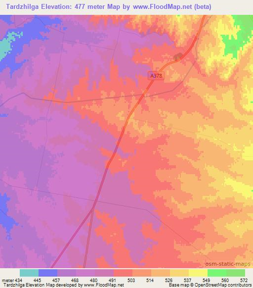 Tardzhilga,Uzbekistan Elevation Map