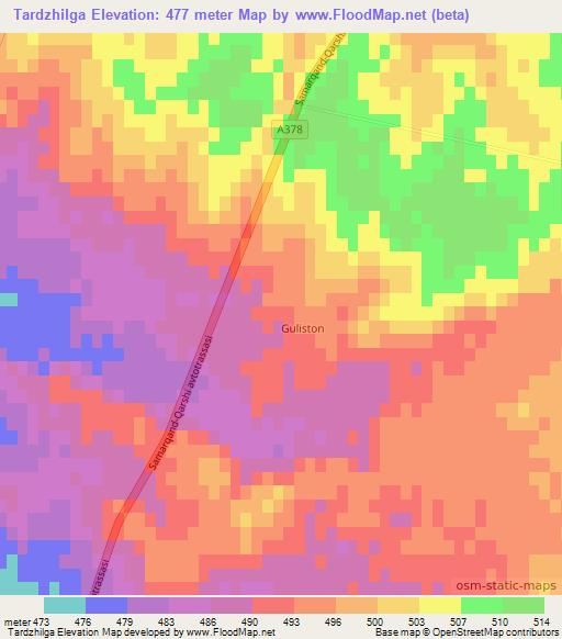 Tardzhilga,Uzbekistan Elevation Map