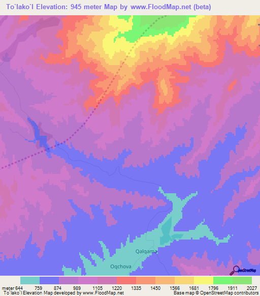 To`lako`l,Uzbekistan Elevation Map