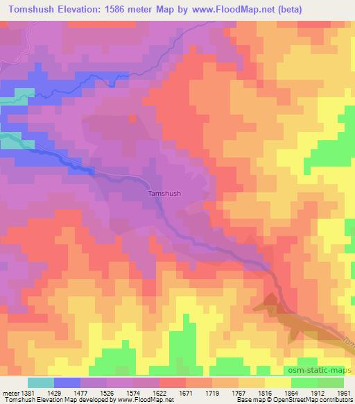 Tomshush,Uzbekistan Elevation Map