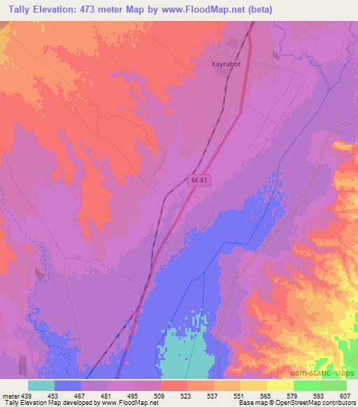 Tally,Uzbekistan Elevation Map