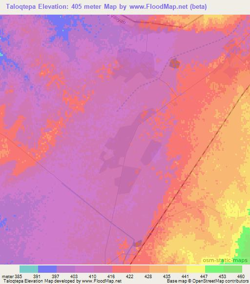 Taloqtepa,Uzbekistan Elevation Map