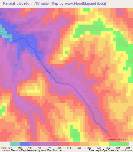 Kattatal,Uzbekistan Elevation Map