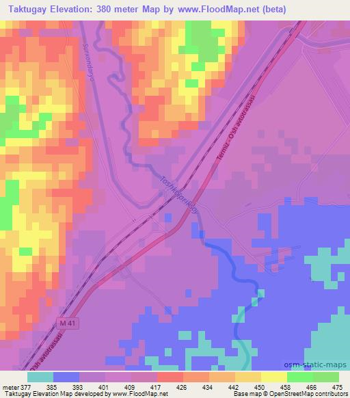 Taktugay,Uzbekistan Elevation Map