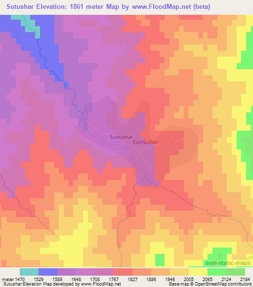 Sutushar,Uzbekistan Elevation Map