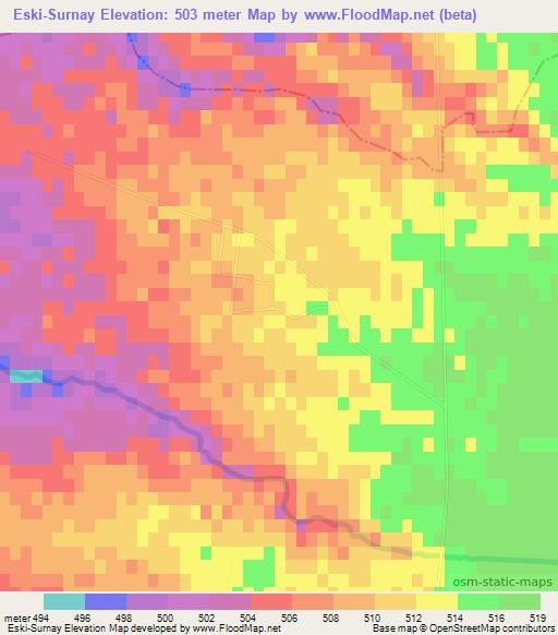 Eski-Surnay,Uzbekistan Elevation Map