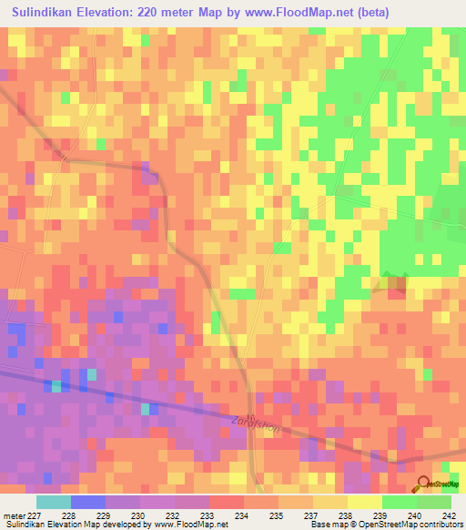 Sulindikan,Uzbekistan Elevation Map