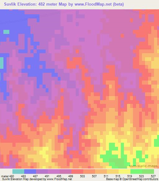 Suvlik,Uzbekistan Elevation Map