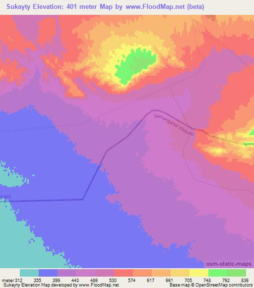 Sukayty,Uzbekistan Elevation Map