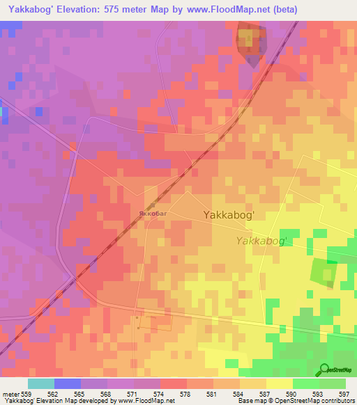 Yakkabog',Uzbekistan Elevation Map