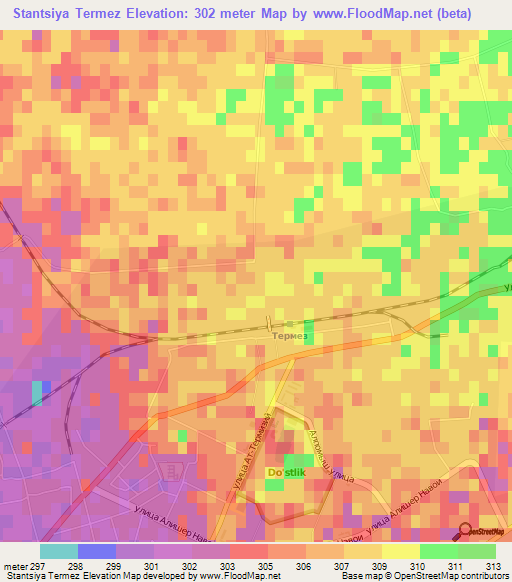 Stantsiya Termez,Uzbekistan Elevation Map