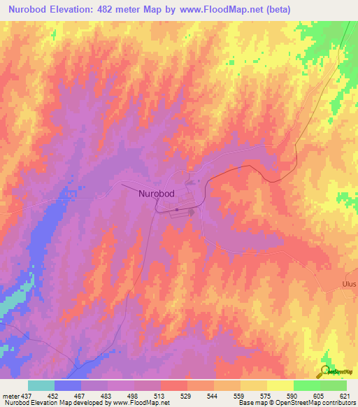 Nurobod,Uzbekistan Elevation Map