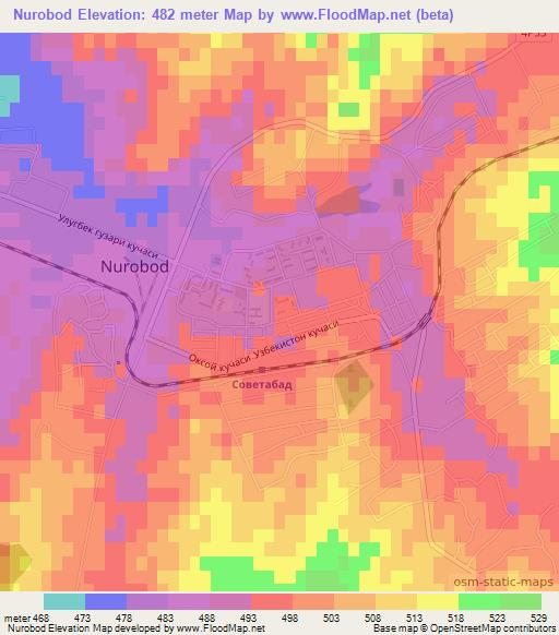 Nurobod,Uzbekistan Elevation Map