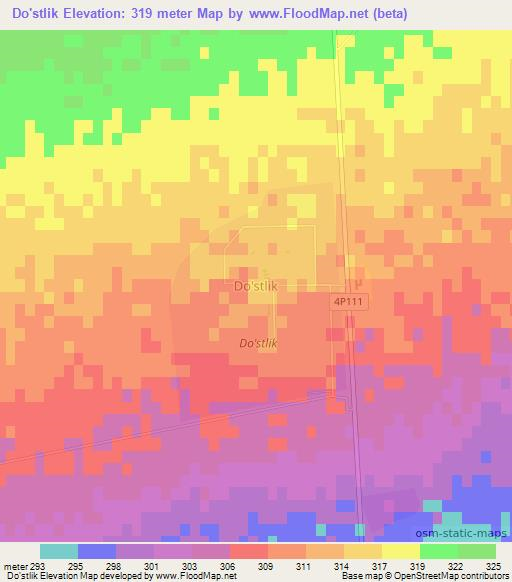 Do'stlik,Uzbekistan Elevation Map