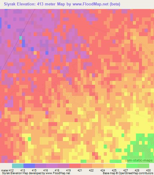 Siyrak,Uzbekistan Elevation Map