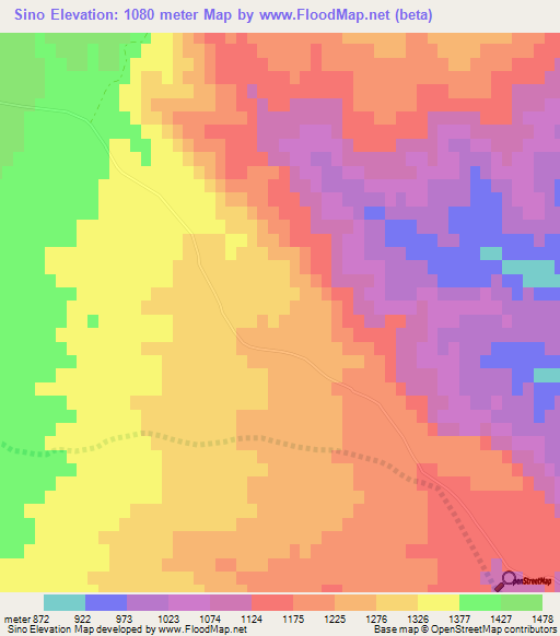 Sino,Uzbekistan Elevation Map