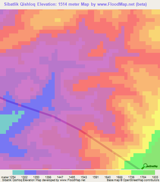 Sibatlik Qishloq,Uzbekistan Elevation Map