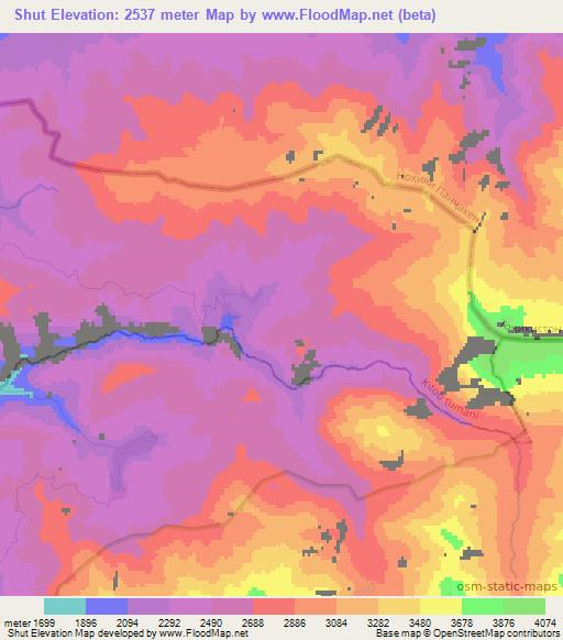 Shut,Uzbekistan Elevation Map