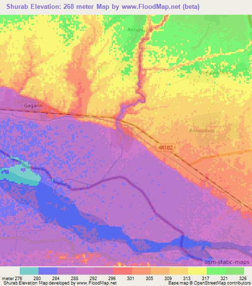 Shurab,Uzbekistan Elevation Map