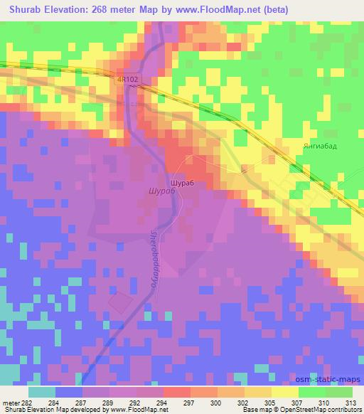 Shurab,Uzbekistan Elevation Map