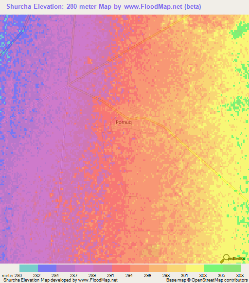 Shurcha,Uzbekistan Elevation Map