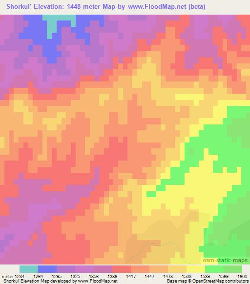 Shorkul',Uzbekistan Elevation Map