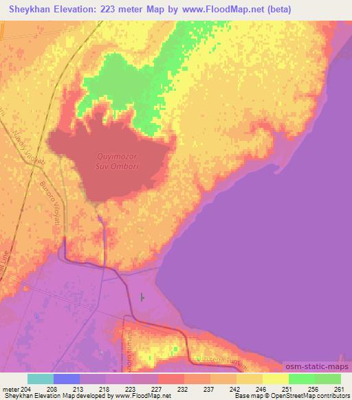 Sheykhan,Uzbekistan Elevation Map