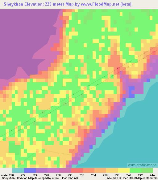 Sheykhan,Uzbekistan Elevation Map