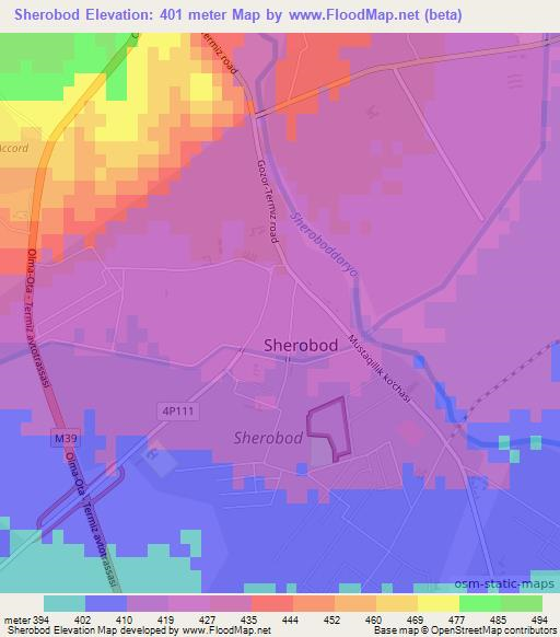 Sherobod,Uzbekistan Elevation Map