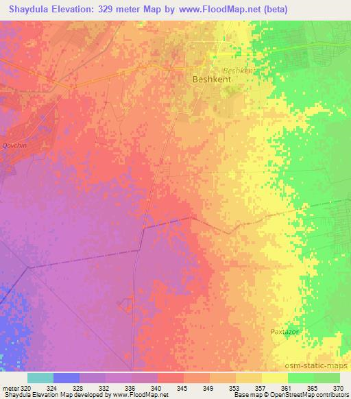 Shaydula,Uzbekistan Elevation Map