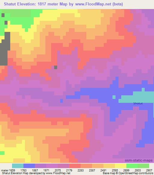 Shatut,Uzbekistan Elevation Map