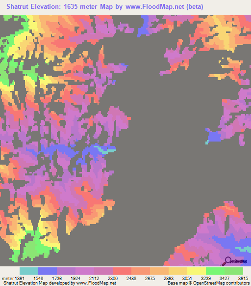 Shatrut,Uzbekistan Elevation Map