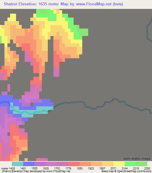 Shatrut,Uzbekistan Elevation Map