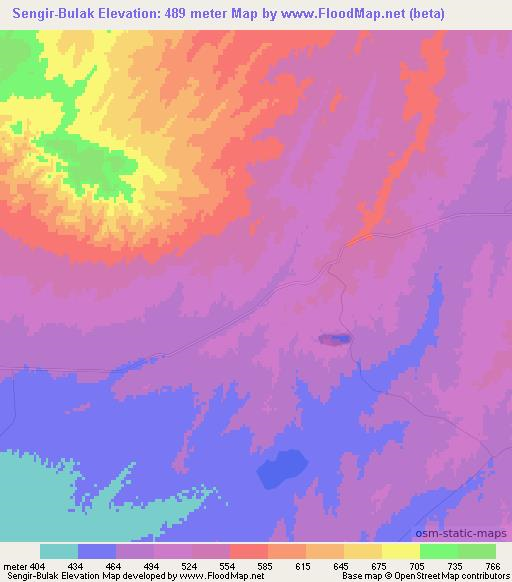 Sengir-Bulak,Uzbekistan Elevation Map