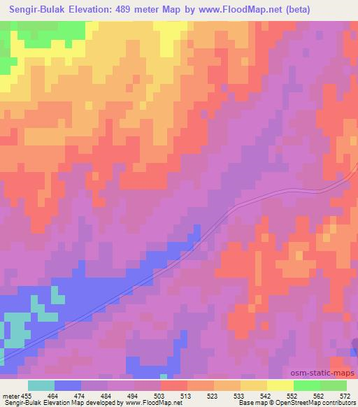 Sengir-Bulak,Uzbekistan Elevation Map