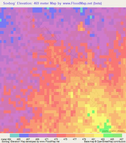 Sovbog`,Uzbekistan Elevation Map